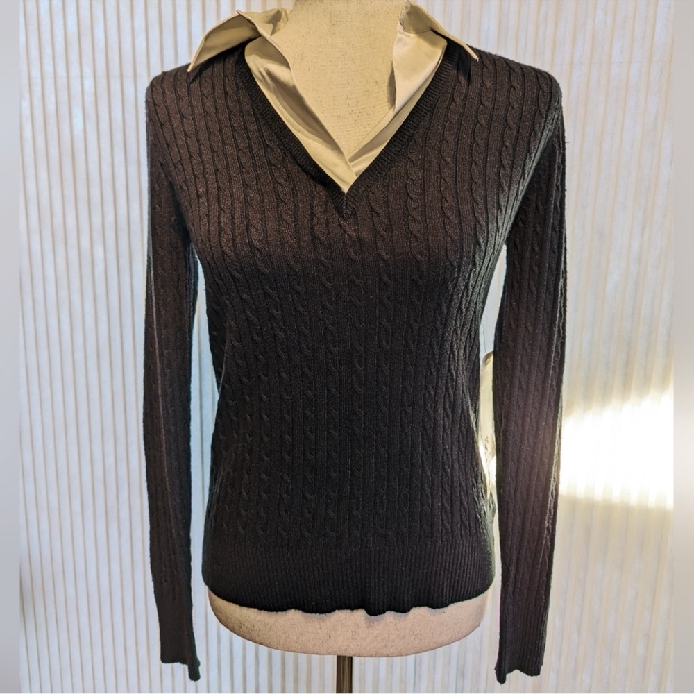 100% Cashmere Ralph Lauren Silk Collar Sweater